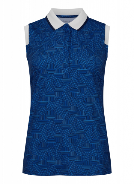 Rhnisch Deni Sleeveless Poloshirt - Hexagon Blue i gruppen Golfklder / Golfklder Dam / Piktrjor hos Golfhandelen Strmstad AB (111522-T454)