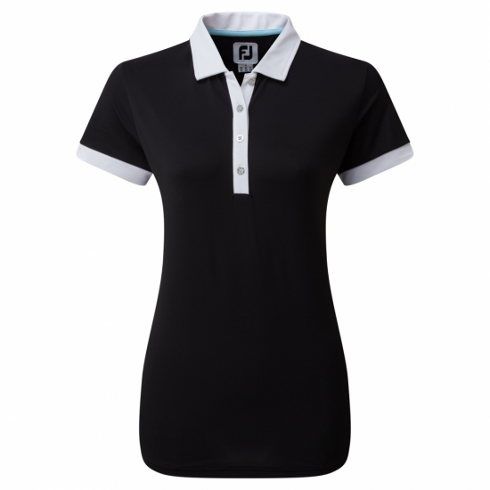 Footjoy Womens Colour Block Pique - Black i gruppen Golfklder / Golfklder Dam / Piktrjor hos Golfhandelen Strmstad AB (80172)