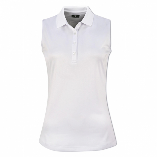Callaway Womens Sleeveless Knit Polo - Brilliant White i gruppen Golfklder / Golfklder Dam / Piktrjor hos Golfhandelen Strmstad AB (CGKSA0A4-123)