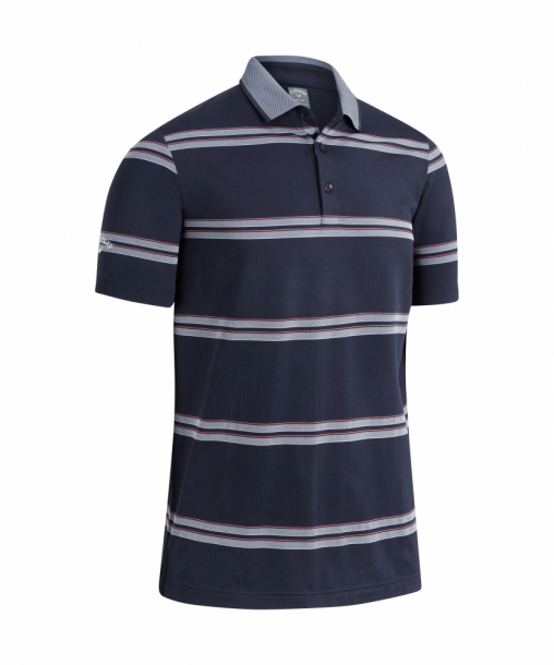 Callaway Mens Oxford Stripe Polo - Peacoat i gruppen Golfkläder / Golfkläder Herr / Pikétröjor hos Golfhandelen Strömstad AB (CGKSB0F2-410)