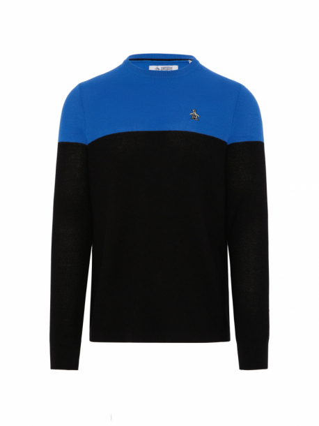 Original Penguin Mens Heritage Colour Block Sweater - True Caviar i gruppen Golfklder / Golfklder Herr / Trjor hos Golfhandelen Strmstad AB (OGGSC054-008)