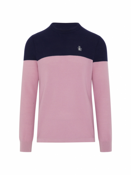 Original Penguin Mens Heritage Colour Block Sweater - Gelato Pink i gruppen Golfklder / Golfklder Herr / Trjor hos Golfhandelen Strmstad AB (OGGSC054-674)