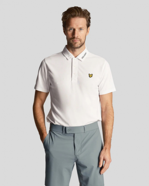 Lyle & Scott Mens Tech Collar Logo Polo Shirt - White i gruppen Golfklder / Golfklder Herr / Piktrjor hos Golfhandelen Strmstad AB (SP1761GTR-626)