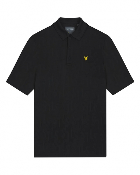 Lyle & Scott Mens Monogram Jacquard Polo Shirt - Jet Black i gruppen Golfklder / Golfklder Herr / Piktrjor hos Golfhandelen Strmstad AB (SP2062G-Z865)