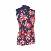 Callaway Womens Large Scale Floral Sleeveless Polo - Peacoat